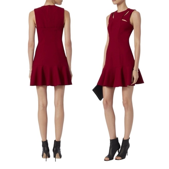 CINQ A SEPT Crimson Scorpio Cutout Tulip Hem Dress - Picture 1 of 10